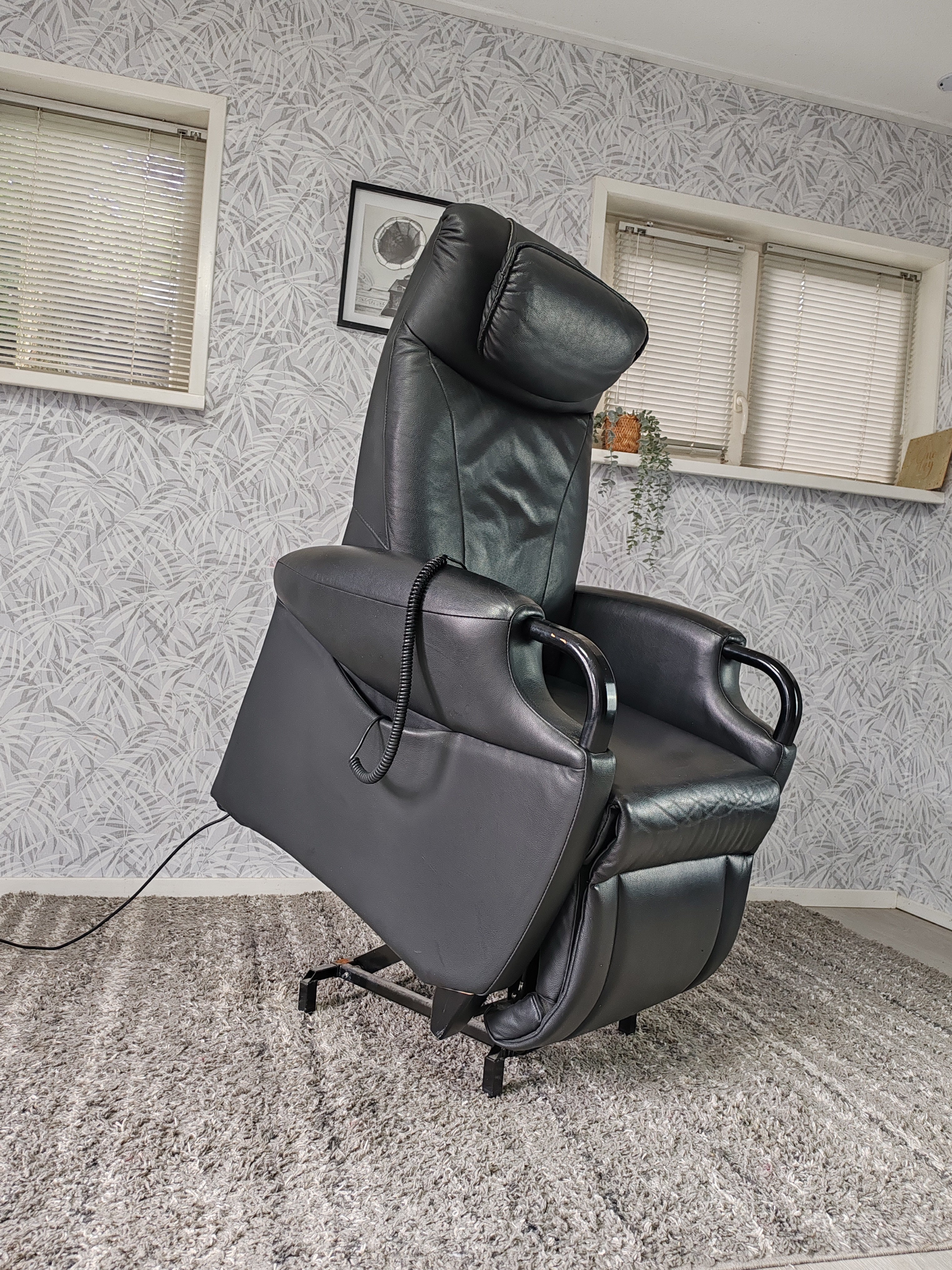 Fitform leren sta op stoel relax fauteuil zwart