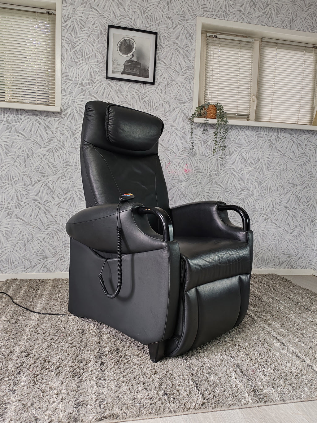Fitform leren sta op stoel relax fauteuil zwart