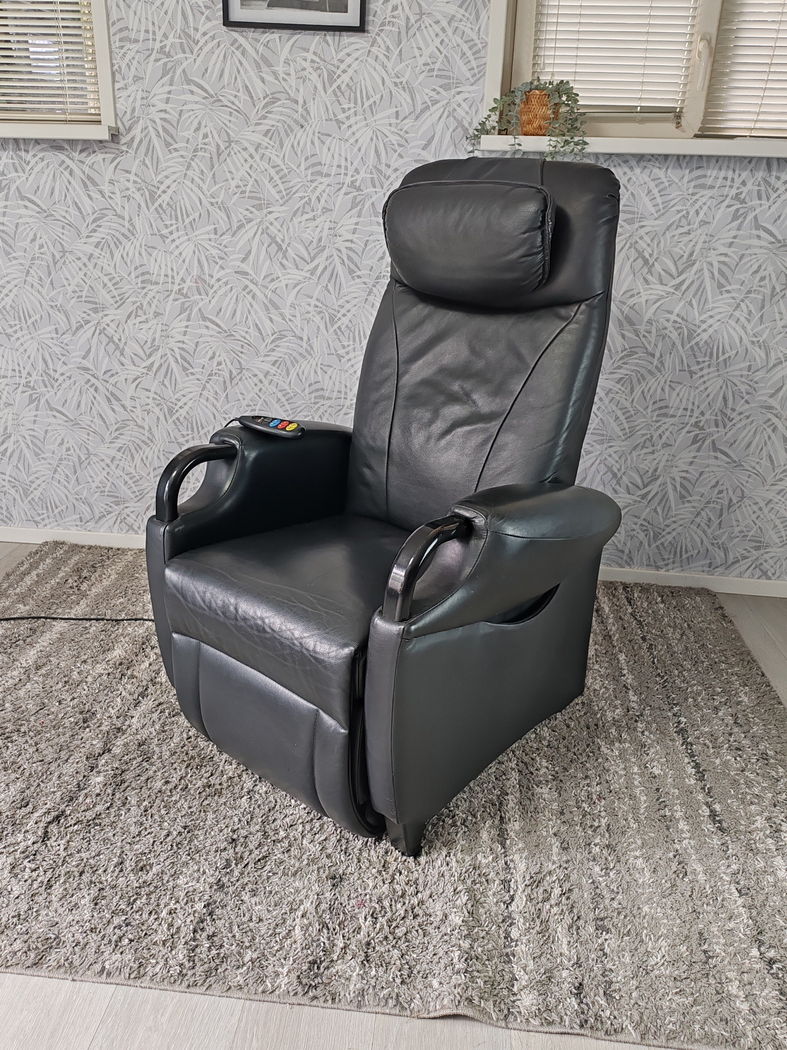 Fitform leren sta op stoel relax fauteuil zwart